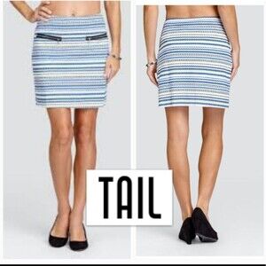 NWT Tail Posy 18" Skirt Tranquil Jacquard Blue White Zip Pocket Stretch Size XL